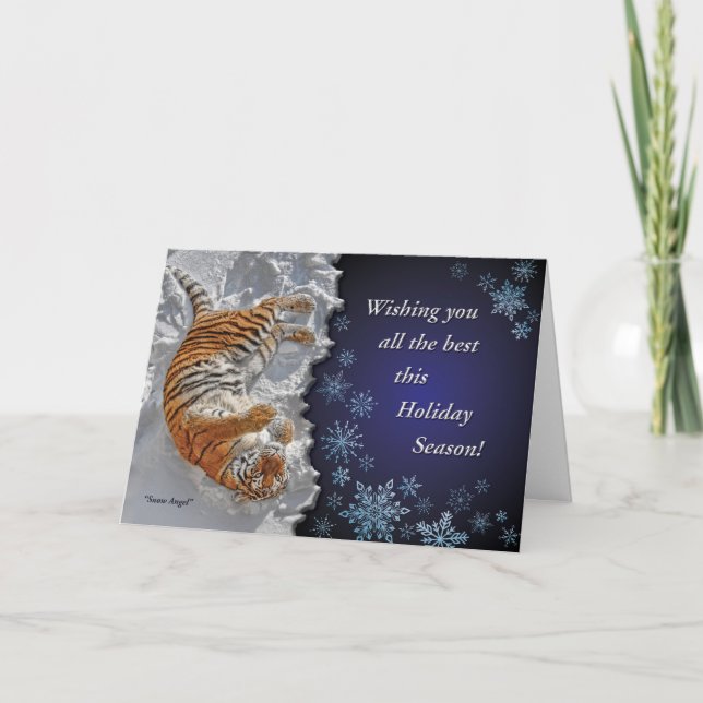 Julkort för tigersnöängel helgkort (Framsida)