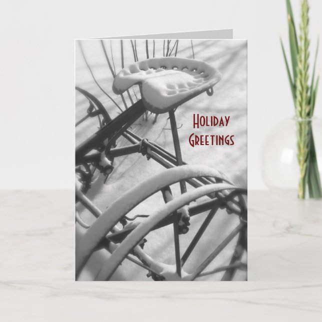 Julkort för traktor: Gammalt traktorsäte Helgkort (Framsida)