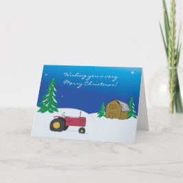 Julkort för traktor: Red Tractor Barn Scene Helgkort