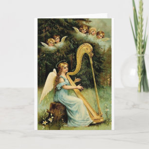 Julkort för VictorianängelHarpist Helgkort