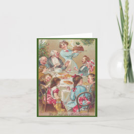 Julkort för vintage familjens julmiddag helgkort
