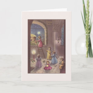 Julkort för vintagefranskJoyeux Noël Nativity Helgkort