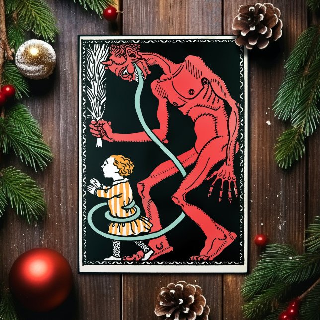 Julkort för vintageKrampus konst Helgkort (Skapare uppladdad)