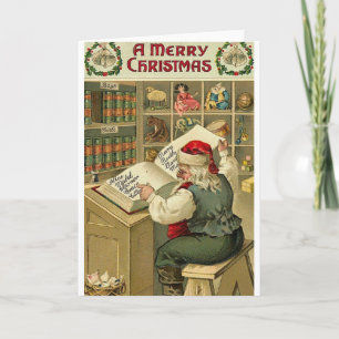 Julkort för vintagens julkontrollista helgkort