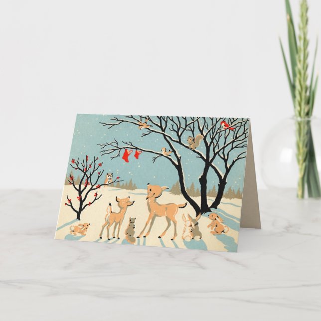 Julkort för vintagevinterunderland helgkort (Framsida)