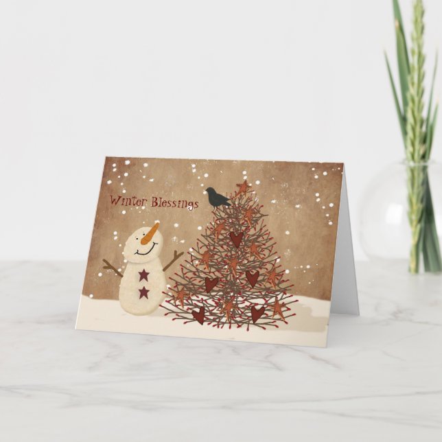 Julkort för vintervälsignelser helgkort (Framsida)