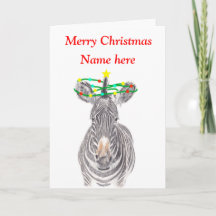 Julkort för Zebra, anpassbart helgdag