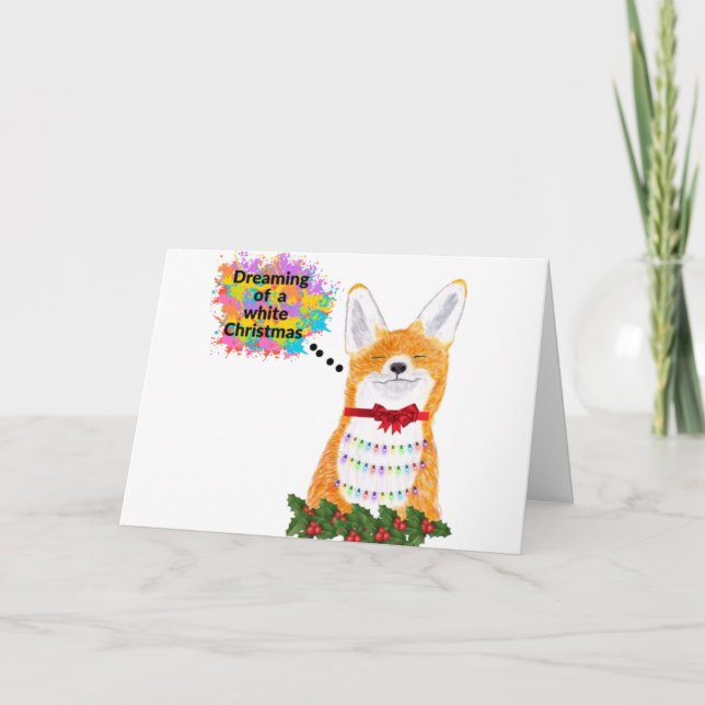 Julkort Fox drömde om en vit jul Helgkort (Framsida)