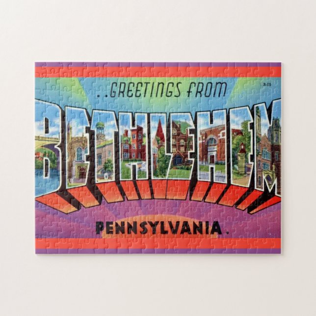Julkort från Bethlehem, PA Pussel (Horisontell)