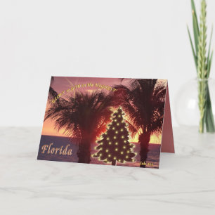 Julkort från den Florida solnedgången på stranden Helgkort