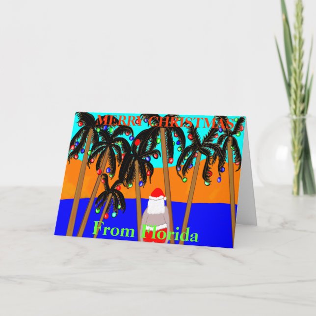 Julkort från Florida palmträd santa Helgkort (Framsida)