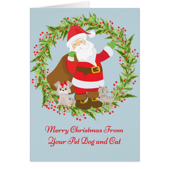 Julkort från Pet Hund & Cat Hälsningskort (Framsidan)