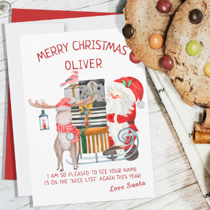Julkort från Santa med Reindeer och Sleigh