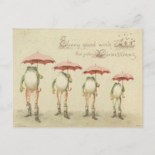 Julkort Frogs med Umbrellas Vykort