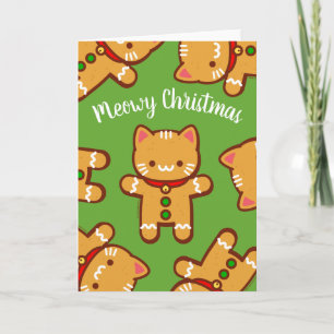 Julkort: Gingerbread Cat "Meowy jul" Kort
