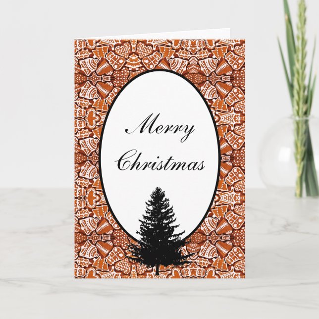 Julkort Gingerbröd Cookies/Träd Helgkort (Framsida)