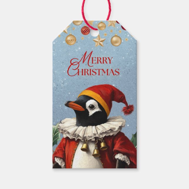 JULKORT GLAD JUL PINGVIN PRESENTETIKETT (Framsidan)