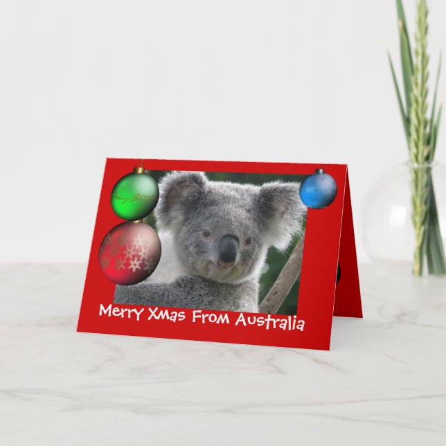 Julkort God Jul Från Australien Koala Helgkort (Framsida)