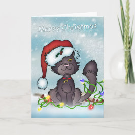 Julkort - God jul Grått Cat Helgkort