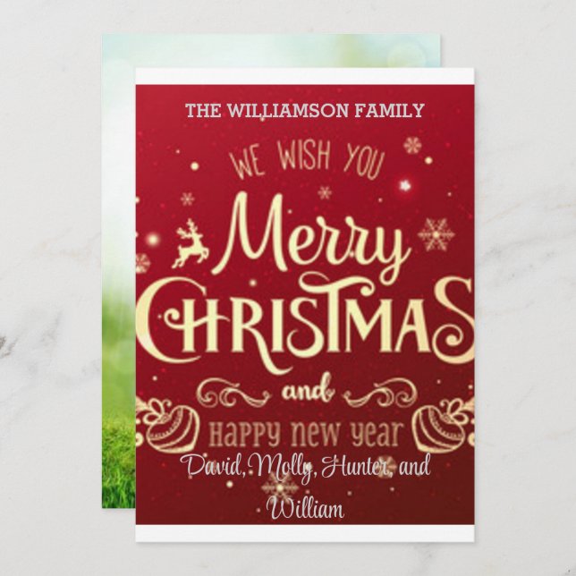 Julkort God Jul Röda Högtidskort Inbjudningar (Fram/baksida)