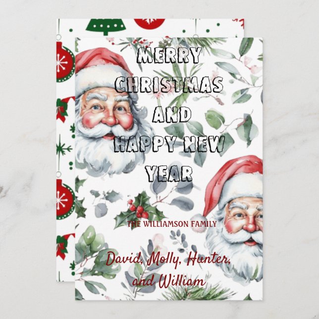 Julkort God Jul vit Högtidskort Inbjudningar (Fram/baksida)