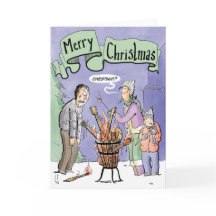 Julkort Guitar-kastanj på öppen eld