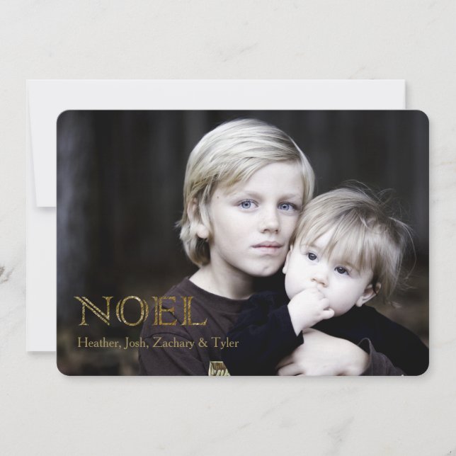 Julkort (Guld) Noel Holiday Photo Card (Framsida)