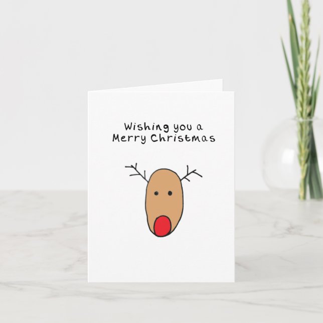 Julkort Handritad Ren Helgkort (Framsida)