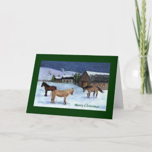 JULKORT: HÄSTAR SNÖ: KONST HELGKORT