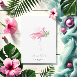 Julkort, Helgdag Card, Rosa Flamingo Julkort