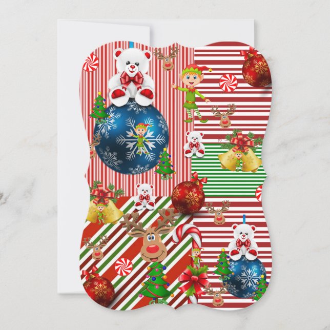 Julkort - Helgdag, kort, Nalle Kort (Framsida)