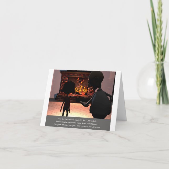 Julkort: Hett Fire Coola Skeleton Dead Santa Card Helgkort (Framsida)
