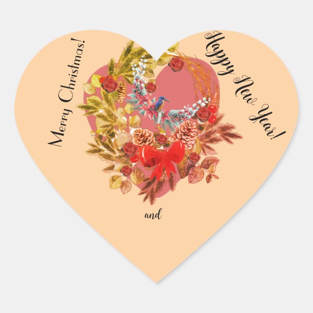 Julkort! Hjärtformat Klistermärke (Framsida)
