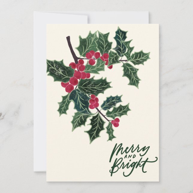 Julkort, holly träd inbjudningar (Framsida)