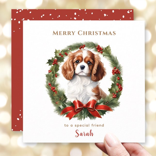 Julkort i Cavalier Hund älskare Kort (Cute Christmas Cavalier Dog Lover Christmas Card)