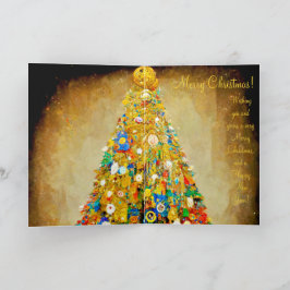 Julkort i guld och grönt i Gustav Klimts stil Kort