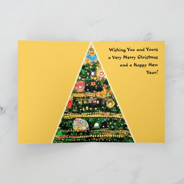 Julkort i Gustav Klimts stil träd belysning Kort (Inuti)