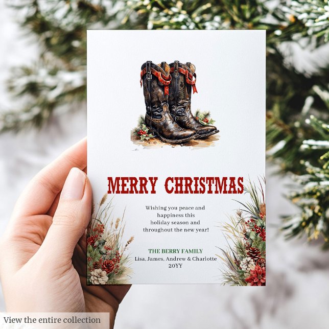 Julkort i Old West-tema med sporrar och hatt (Old West Christmas greeting card with spurs & hat

)