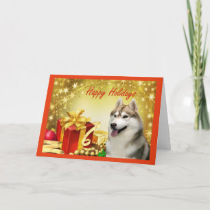Julkort i siberian husky helgkort