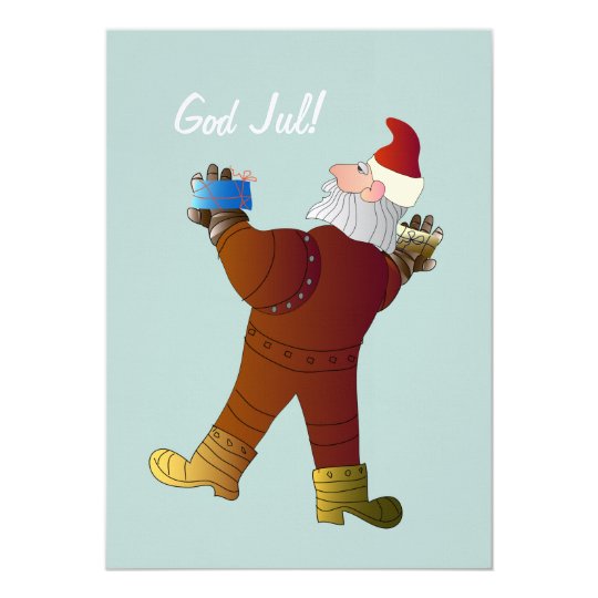 Julkort/Inbjudningskort med tomte 12,7 X 17,8 Cm Inbjudningskort
