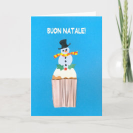 Julkort italienare, muffin med snögubben helgkort