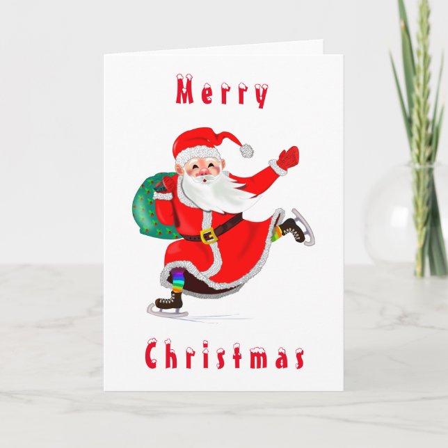 Julkort Jultomten med gåva - Din text Kort (Framsida)