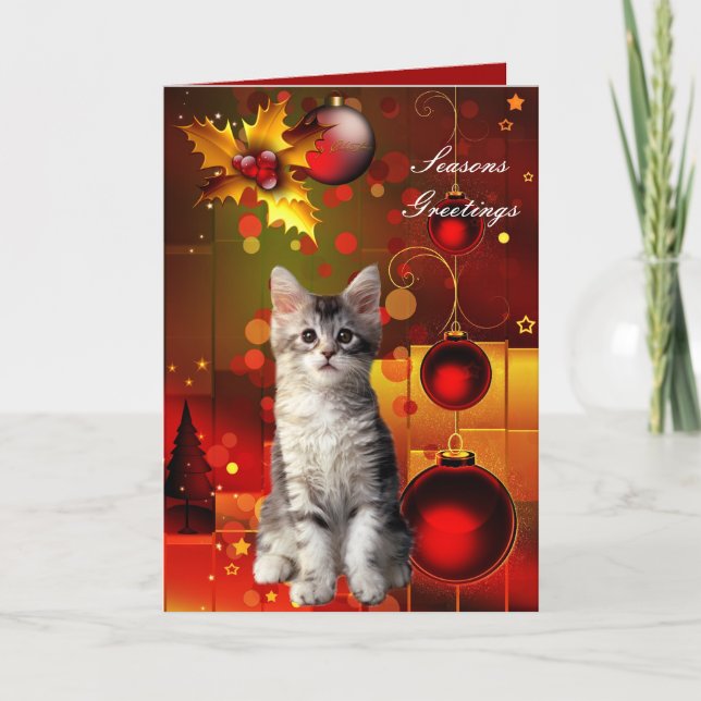 Julkort Katt Kull Helgkort (Framsida)