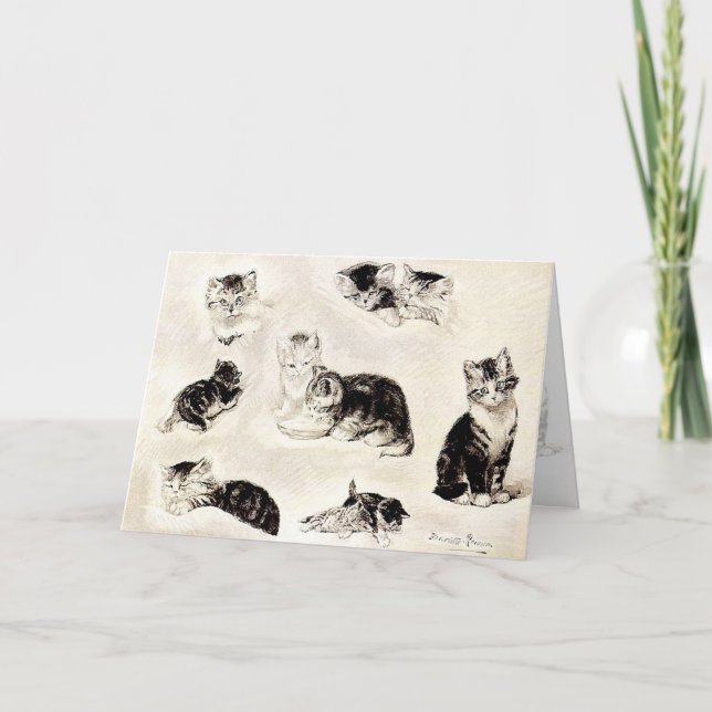 Julkort: "Katter som äter och leker ", Helgkort (Framsida)