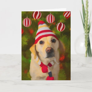 Julkort (Labrador-kort), hund i sticka Helgkort