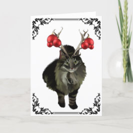 Julkort Maine Coon Reindeer Helgkort