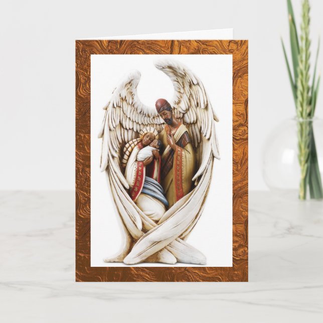 Julkort med afroamerikansk helig familj tack kort (Framsida)