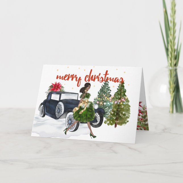 Julkort med afroamerikansk kvinna kort (Framsida)