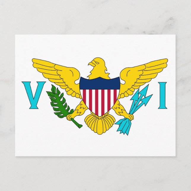 Julkort med Amerikanska Jungfruöarnas flagga - USA Vykort (Framsida)