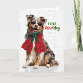 Julkort med australian shepherd hund Loppis Navido Helgkort